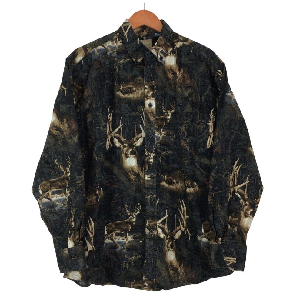Legacy Falls Outfitters L Cotton Deer Print Button Front Shirt Outdoors